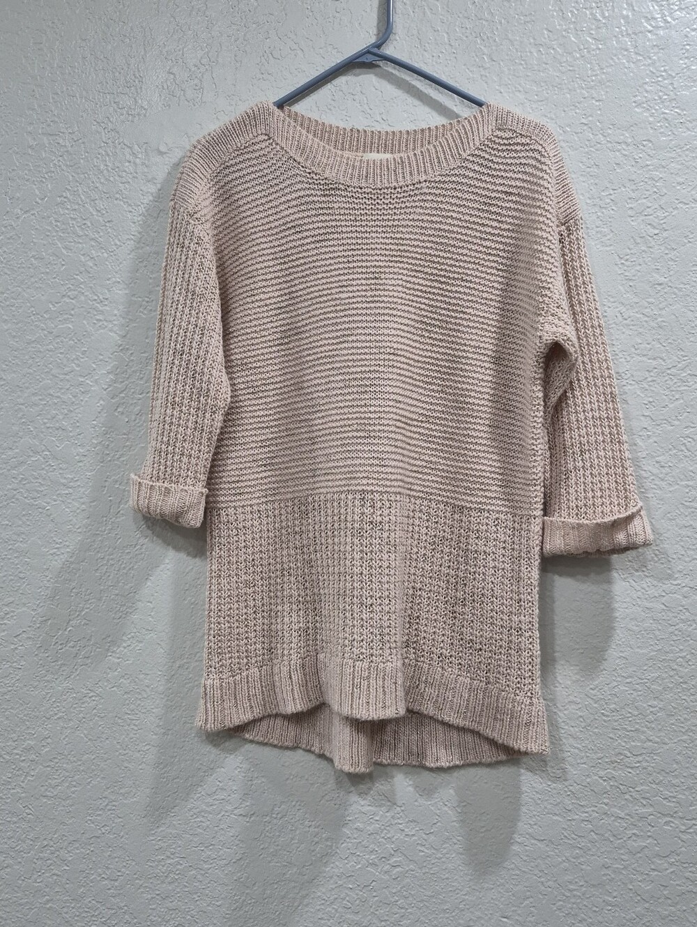 Chicos Size 2 Large Women’s Cream Pink  Knit Pullover Sweater